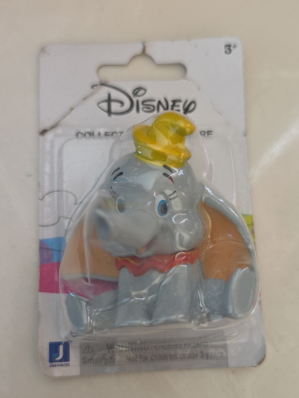 Disney Gray Dumbo Figure with Yellow Hat and Orange Ears
